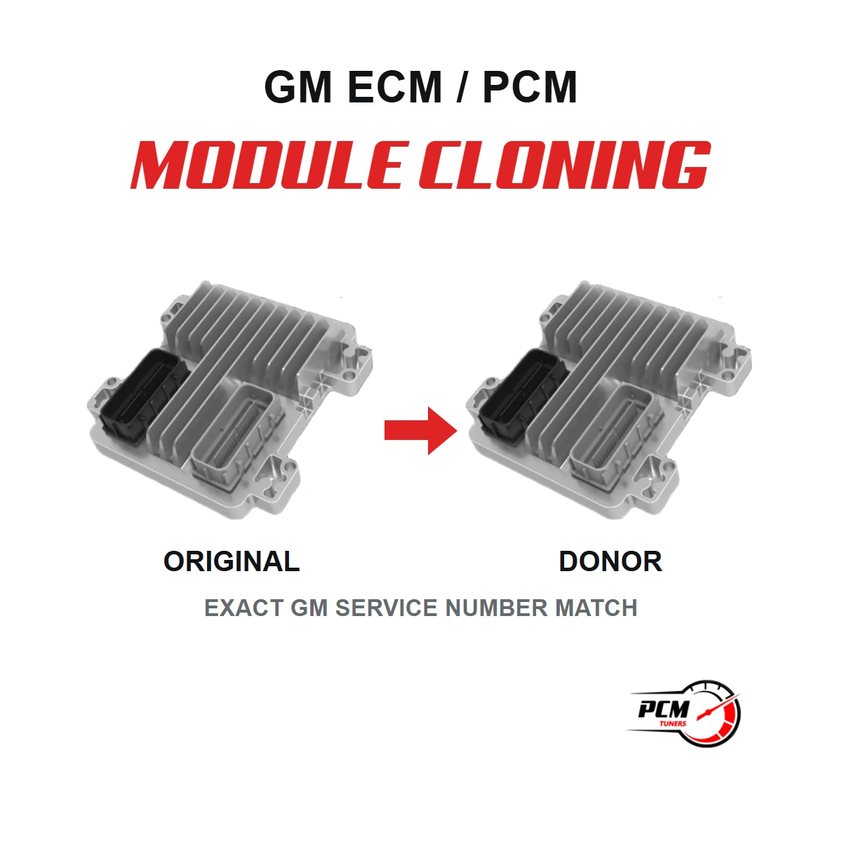 GM ECM PCM cloning service showing original and matching donor modules
