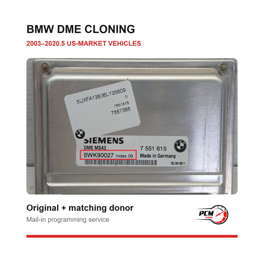 BMW DME cloning service using an original and matching donor