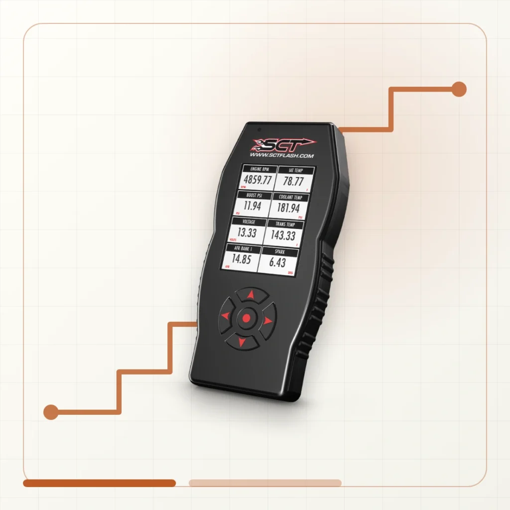 SCT X4 programmer for supported Chrysler, Dodge, Jeep, and Ram vehicles